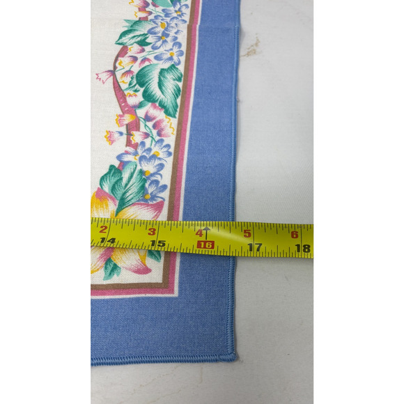 Vtg Easter Cloth Napkins 17x17 Bunnies Basket Spring Flowers Tulips Set Of 6 - Picture 5 of 5